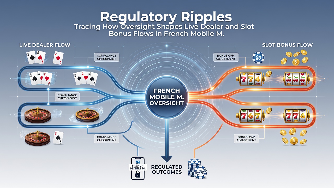 Mobile screen displaying regulated slot bonus mechanics and live dealer connection status in French markets
